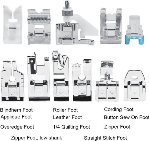 11pcs Household Sewing Machine Parts Quilting Zipper Presser Feet Kit, Metal Solid Durable, for Most Household Sewing Machine in Saudi Arabia