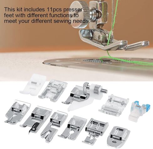 11pcs Household Sewing Machine Parts Quilting Zipper Presser Feet Kit, Metal Solid Durable, for Most Household Sewing Machine in Saudi Arabia