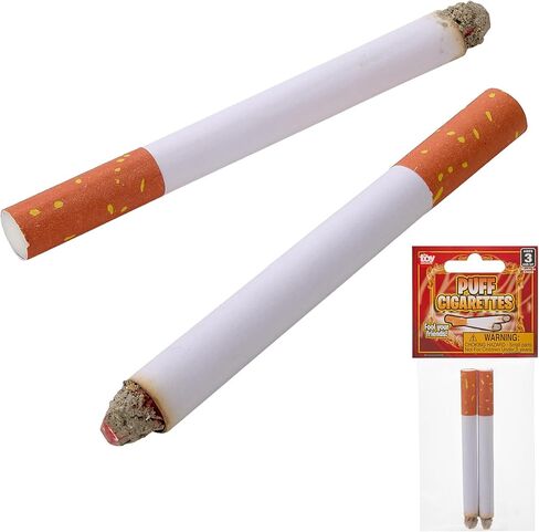 Playbees Fake Puff Cigarettes That Blow Smoke - 2 Pack - 3.25 Inch Faux Cigs with a Realistic Look - Prop for Prank, Halloween Costume, Movie, or Theater Play - Fun Gag Gift, Novelty Toy in Kuwait