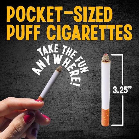 Playbees Fake Puff Cigarettes That Blow Smoke - 2 Pack - 3.25 Inch Faux Cigs with a Realistic Look - Prop for Prank, Halloween Costume, Movie, or Theater Play - Fun Gag Gift, Novelty Toy in Kuwait