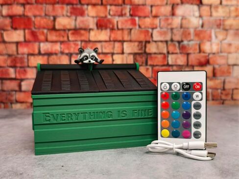 MunnyGrubbers - Dumpster Fire Desk Pencil Holder With USB Rechargeable Multicolor LED Flame & Fidget Racoon - Desk Accessories - Cute Decor - Funny Gifts for Coworker - (DFPH-USB-Green) in Saudi Arabia