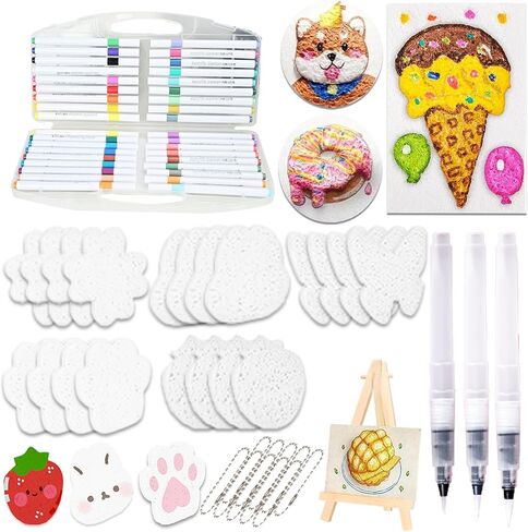 delaimastor Magic Puffy Paint 3D Drawing Magic Canvas Sponge Foam Texture Painting Kit for Summer Party Home Activities DIY Drawing Pens Art Supplies in Kuwait