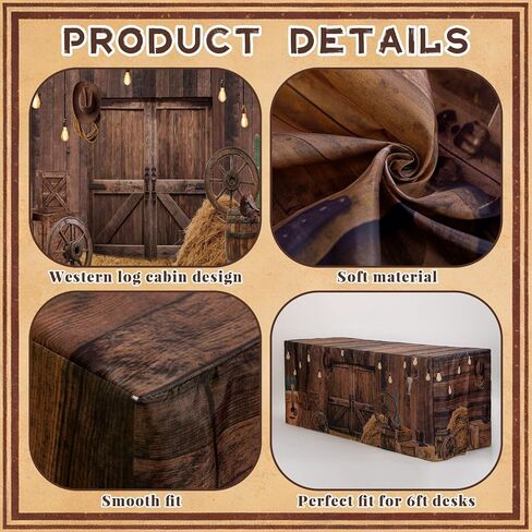 Western Party Tablecloth Western Themed Party Decorations 72" x 30" Rustic Reusable Table Covers for Rectangle Table Farmhouse Tablecloth Decorations for Cowboy Rodeo Barn Country Birthday Supplies in Saudi Arabia