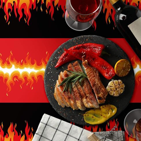 Tegeme 3 Pcs Fire Tablecloths Firefighter Fireman Birthday Table Cloth Party Decorations 7ft Red Flame Plastic Table Coverstablecloths for Picnic Home Outdoor Indoor Fire Heroes Birthday Suppliese in Saudi Arabia