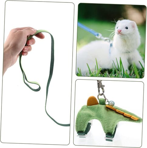 Dinosaur PET Harness and Leash for Small Animals Adjustable Vest Random Color Bell Wear-Resistant Ferret Walking Rope for Kittens and Small Pets in Saudi Arabia