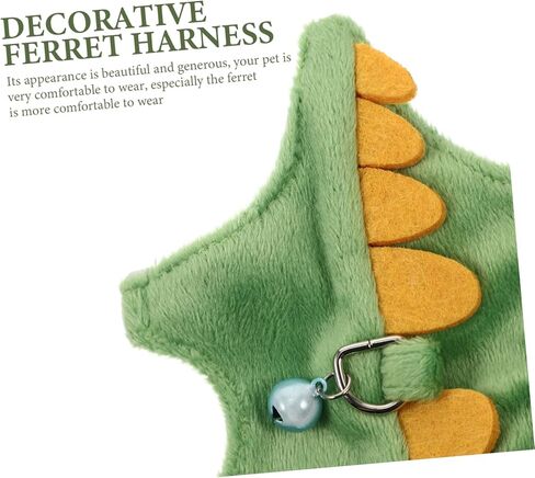 Dinosaur PET Harness and Leash for Small Animals Adjustable Vest Random Color Bell Wear-Resistant Ferret Walking Rope for Kittens and Small Pets in Saudi Arabia