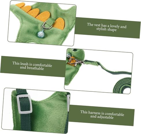 Dinosaur PET Harness and Leash for Small Animals Adjustable Vest Random Color Bell Wear-Resistant Ferret Walking Rope for Kittens and Small Pets in Saudi Arabia