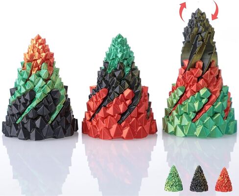 Volcano Texture Fidget Toys 3 Pack - 3D Printed Spiral Cone Fidget Toy with Rotating Base, Color Gradient Impossible Pyramid Passthrough for Stress Relief, Desk Decor for Adults & Kids in Saudi Arabia