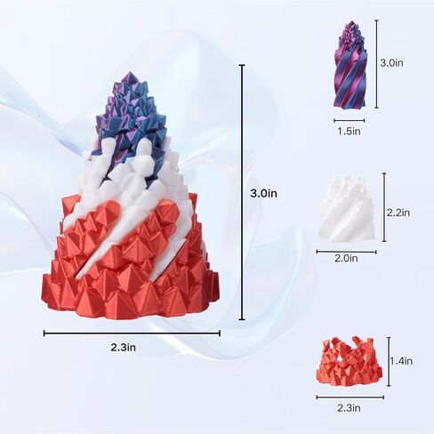 Volcano Texture Fidget Toys 3 Pack - 3D Printed Spiral Cone Fidget Toy with Rotating Base, Color Gradient Impossible Pyramid Passthrough for Stress Relief, Desk Decor for Adults & Kids in Saudi Arabia