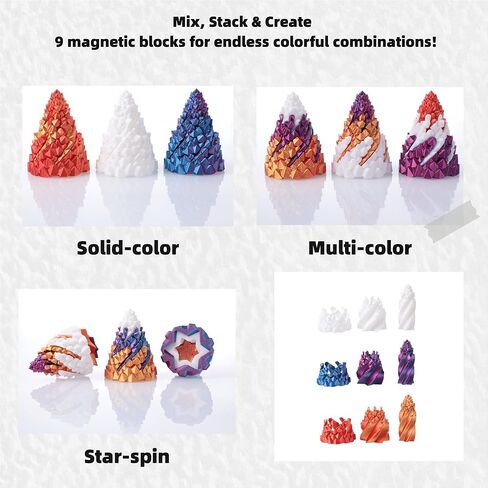 Volcano Texture Fidget Toys 3 Pack - 3D Printed Spiral Cone Fidget Toy with Rotating Base, Color Gradient Impossible Pyramid Passthrough for Stress Relief, Desk Decor for Adults & Kids in Saudi Arabia