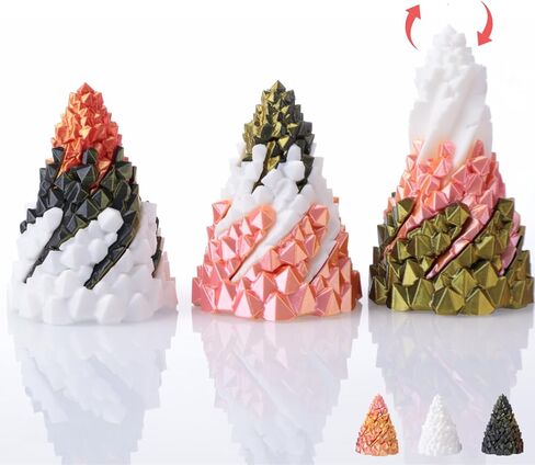 Volcano Texture Fidget Toys 3 Pack - 3D Printed Spiral Cone Fidget Toy with Rotating Base, Color Gradient Impossible Pyramid Passthrough for Stress Relief, Desk Decor for Adults & Kids in Saudi Arabia