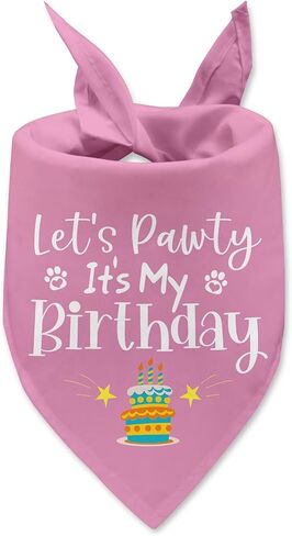 Let's Pawty It's My Birday Dog Bandana وشاح الحيوانات الأليفة القابل للتعديل للكلاب الكبيرة والمتوسطة والصغيرة، إكسسوارات لحفلات أعياد الميلاد والبنات والأولاد لمحبي الكلاب in Kuwait