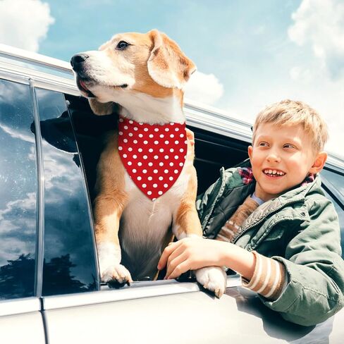 Red Polka Dot Dog Bandana Cartoon Mouse Theme Birthday Party Adjustable Triangle Bibs Dogs Scarf for Small Medium Large Pets in Saudi Arabia