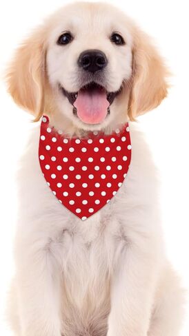 Red Polka Dot Dog Bandana Cartoon Mouse Theme Birthday Party Adjustable Triangle Bibs Dogs Scarf for Small Medium Large Pets in Saudi Arabia