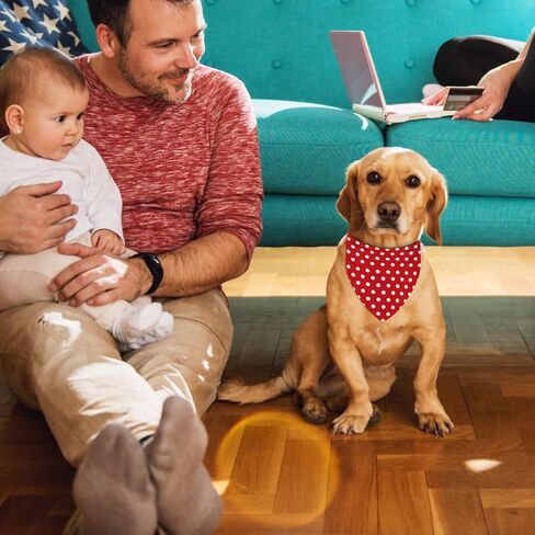 Red Polka Dot Dog Bandana Cartoon Mouse Theme Birthday Party Adjustable Triangle Bibs Dogs Scarf for Small Medium Large Pets in Saudi Arabia