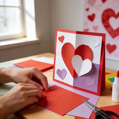 100 Pieces Sheets Valentine's Day Cardstock Paper Thick Cardstock Paper Cover Card Stock Printer Paper for Valentine's Day Wedding Arts Crafts Invitations Greeting Cards in Kuwait