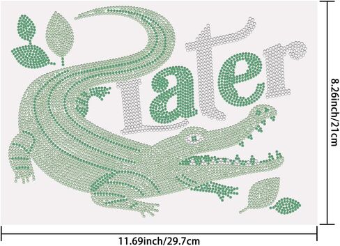 SUPERDANT Alligator Later Iron on Rhinestones Crocodile Crystal Heat Transfer Stickers Funny Iron on Decals Rhinestone Patches for T-Shirt Clothing Tote Bag Jackets DIY Art Craft Gifts in Saudi Arabia
