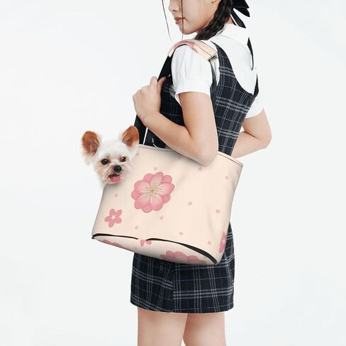Little Pink Cherry Blossoms Printed Portable pet Shoulder Bag, Suitable for Small Dogs and Cats, Shopping and Travel Dual-Purpose Bag in Saudi Arabia