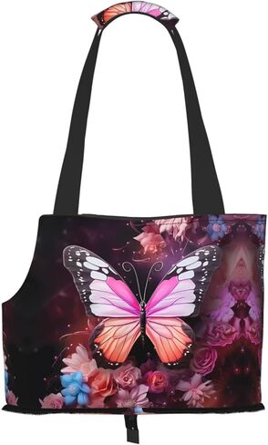 Butterflies and Flowers Printed Portable pet Shoulder Bag, Suitable for Small Dogs and Cats, Shopping and Travel Dual-Purpose Bag in Saudi Arabia