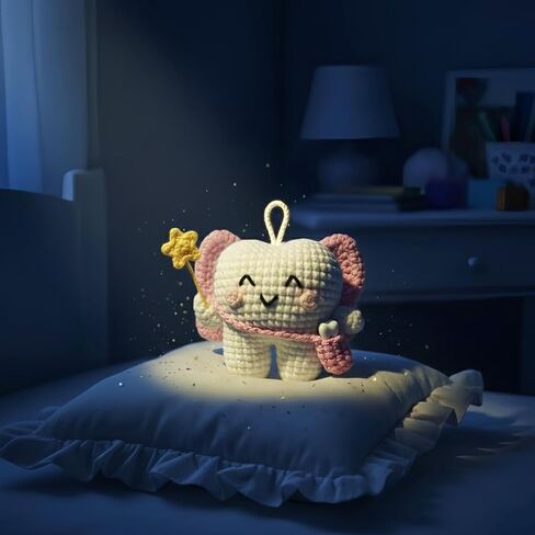 Tooth Fairy Crochet Plush with Detachable Tooth Pouch & Key Ring, Mini Tooth Holder Door Hanger for Lost Teeth, Includes Velvet Drawstring Bag, Tooth Fairy Pillow Alternative (Pink) in Kuwait