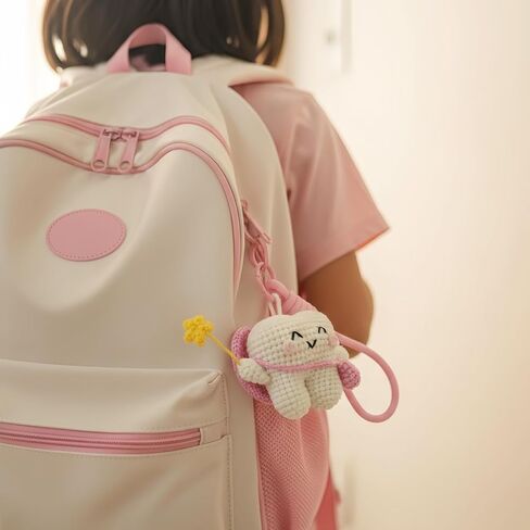 Tooth Fairy Crochet Plush with Detachable Tooth Pouch & Key Ring, Mini Tooth Holder Door Hanger for Lost Teeth, Includes Velvet Drawstring Bag, Tooth Fairy Pillow Alternative (Pink) in Kuwait