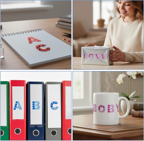 330 قطعة من ملصقات حروف حجر الراين من Dplolng، ملصقات حروف لامعة بستة ألوان مقاس 0.6 بوصة من A-Z حجر الراين الأبجدية ملصق ذاتي اللصق ملصق أبجدي لامع لصنع البطاقات والحرف اليدوية in Kuwait