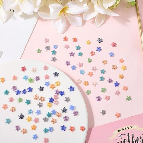 SUNNYCLUE 1 Box 500Pcs Star Cabochon Flatback Charms Stars Assorted Random Mixed Color Glass Shapes Bead Cabochon Scrapbooking Embellishments for DIY Craft Card Making Jewelry Cell Phone Decoration in Saudi Arabia