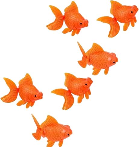 6 Pcs Orange Fake Floating Fishes Plastic Fake Goldfish Artificial Aquarium Fishes Colorful Realistic Artificial Moving Fish Ornament Decorations, Aquarium Décor Thematic Ornaments in Kuwait