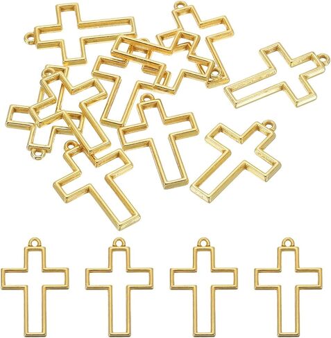 PATIKIL Alloy Open Back Bezel Pendants, Cross Shape Hollow Resin Pendant Frame for DIY Crafts Earrings Necklace Bracelet Making in Saudi Arabia