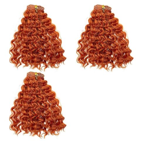 3 Pcs Doll Hair Wigs, Long Orange Curly Wigs Artificial Dolls Figurine Wigs Faux Hair Extensions Replacement Wig for DIY Doll Puppets Making Arts Supplies Crafts 10 Inch Long in Saudi Arabia