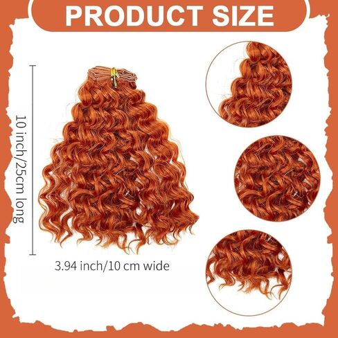 3 Pcs Doll Hair Wigs, Long Orange Curly Wigs Artificial Dolls Figurine Wigs Faux Hair Extensions Replacement Wig for DIY Doll Puppets Making Arts Supplies Crafts 10 Inch Long in Saudi Arabia