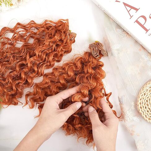3 Pcs Doll Hair Wigs, Long Orange Curly Wigs Artificial Dolls Figurine Wigs Faux Hair Extensions Replacement Wig for DIY Doll Puppets Making Arts Supplies Crafts 10 Inch Long in Saudi Arabia