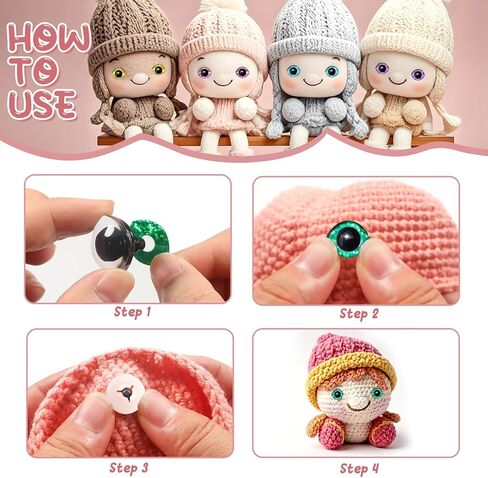 TOAOB 12 Set Glitter Oval Safety Eyes for Amigurumis 23 x 28mm Crochet Safety Eyes with Washers 6 Colors Doll Eyes for DIY Puppet Stuffed Animals Making in Saudi Arabia