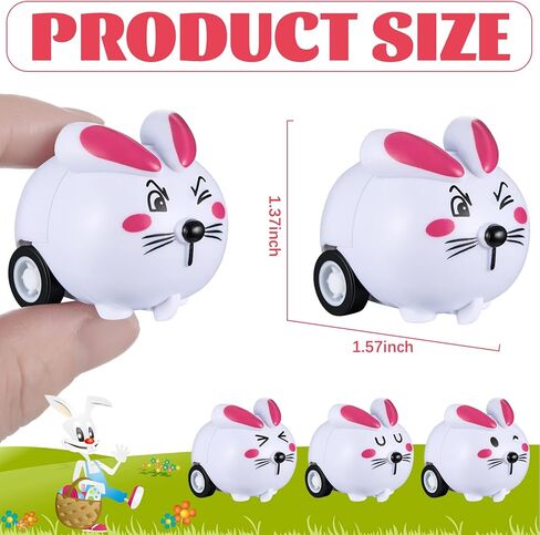 Haull 48 Pcs Easter Egg Basket Fillers Bulk Easter Cars Pull Back Bunny Rabbit Cars for Basket Stuffers Gifts, 6 Styles in Saudi Arabia