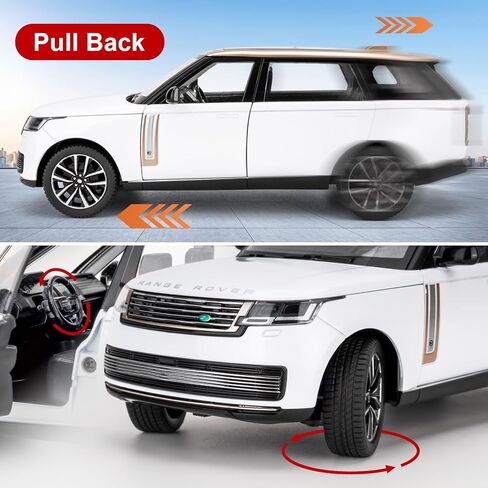 1:24 Range Rover Die-cast Model Vehicle with Sound & Light, Off-Road Vehicle with Pull Back Function & Openable Doors - Realistic Details for Collectors & Gifts White in Saudi Arabia
