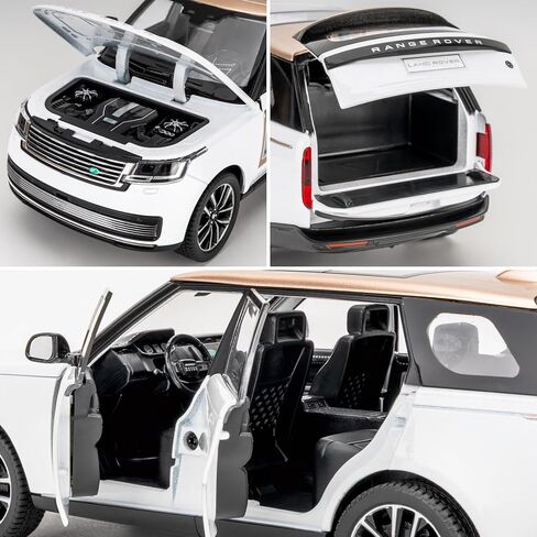 1:24 Range Rover Die-cast Model Vehicle with Sound & Light, Off-Road Vehicle with Pull Back Function & Openable Doors - Realistic Details for Collectors & Gifts White in Saudi Arabia