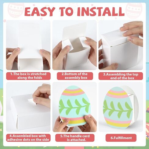 Lonfliness 24 Pack Easter Gift Boxes Easter Egg Shape Happy Easter Party Treat Goodie DIY Cardboard Box Craft Bulk Spring Birthday Party Baby Shower Decoration School Classroom Activity Supplies Favor in Saudi Arabia