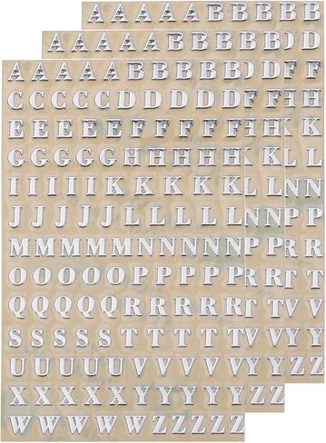 uxcell 3 Sheets 3mm/0.12inch Mini Letter Stickers, 3D Alloy Self Adhesive Uppercase A-Z Alphabet Sticker for Crafts Scrapbooking Greeting Cards Decors, Silver in Saudi Arabia