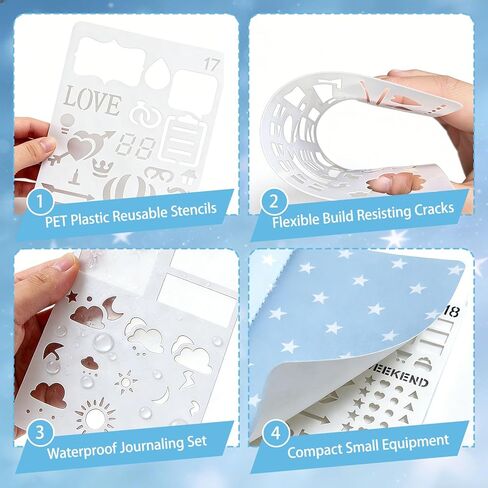 20Pcs Bullet Journal Stencils, Reusable Planner Stencils, Multi-Purpose Planning Template, Planner Accessories, Suitable for DIY Handbooks,Scrapbooking Drawing, Handmade Cards in Saudi Arabia