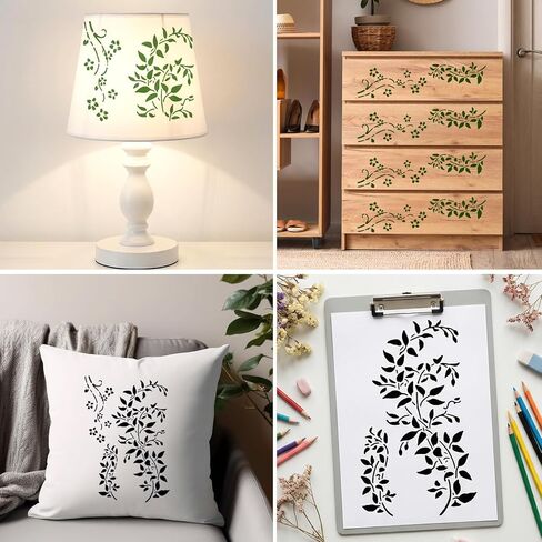 Large Vine Stencils for Painting on Wood Wall, Tree Vine Leaf Stencil, Reusable Ivy Stencil Drawing Template, Layering Leaf Leaves Stencils for Furniture, Canvas, Wood, Home Decor, DIY Crafts in Saudi Arabia