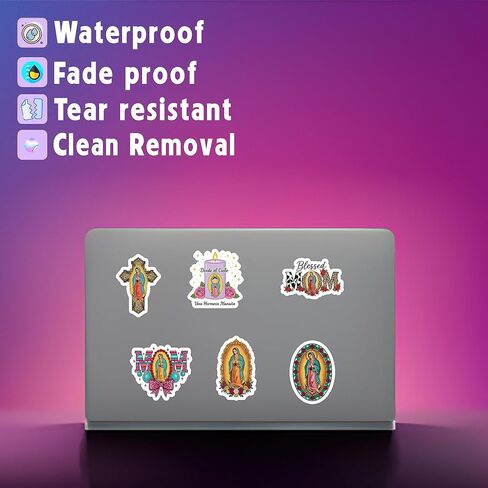 30Pcs Our Lady of Guadalupe Stickers Pack – Virgin Mary Vinyl Stickers for Journals, Laptops, Scrapbooks, Faith-Based Gifts, Religious Catholic Decals in Kuwait