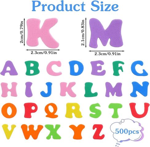 500 Pcs Foam Letter Stickers, Self Adhesive A-Z Foam Alphabet Stickers for DIY Crafts School Project Classroom Supplies Party Decorations, Rich Colors (0.91 x 0.8 in) in Saudi Arabia