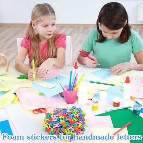 500 Pcs Foam Letter Stickers, Self Adhesive A-Z Foam Alphabet Stickers for DIY Crafts School Project Classroom Supplies Party Decorations, Rich Colors (0.91 x 0.8 in) in Saudi Arabia