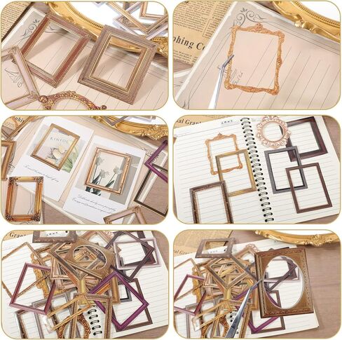 120 Pcs Vintage Frame Scrapbook Stickers Scrapbooking Embellishments Supplies Antique Photo Cutout Decorative Paper Art Journals Crafts Supplies for DIY Planners Wedding Junk Albums in Saudi Arabia