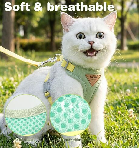 مجموعة سرج ومقود للقطط، مقود وحزام للقطط مقاوم للهروب للقطط البالغة والكلاب الصغيرة، قابل للتعديل وجيد التهوية، مثالي للمشي والتدريب، أخضر (S) in Kuwait
