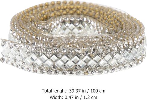 TEHAUX 1 لفة ذاتية اللصق من حجر الراين شريط بلينغ الحرفية للملابس DIY المشاريع القابلة للقص سلسلة حجر الراين الزخرفية مقاومة للاهتراء زي إكسسوارات خفيفة الوزن محمولة in Kuwait