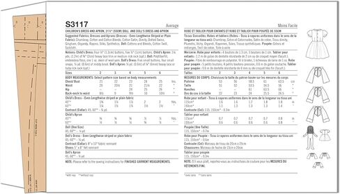Simplicity SS3117A فستان ومئزر الأطفال الكلاسيكي من الخمسينيات، فستان الدمى والدمى وحزمة نمط الخياطة المئزر، رمز التصميم S3117، الأحجام 2-3-4-5-6 in Kuwait