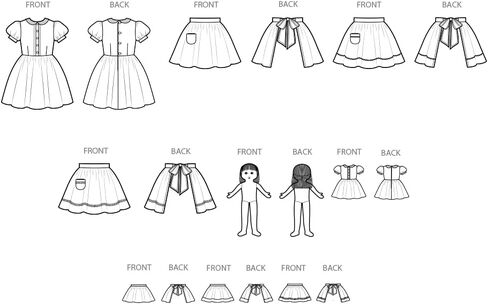 Simplicity SS3117A فستان ومئزر الأطفال الكلاسيكي من الخمسينيات، فستان الدمى والدمى وحزمة نمط الخياطة المئزر، رمز التصميم S3117، الأحجام 2-3-4-5-6 in Kuwait