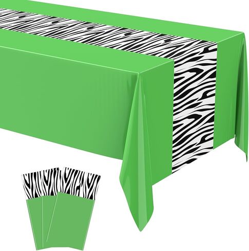 Buryeah 3 Pcs Zebra Tablecloth Zebra Print Plastic Table Cloth Disposable Tablecloth Animal Safari Table Cover 54 x 108'' for Baby Shower Wedding Birthday Party Decorations Supplies (Black) in Saudi Arabia