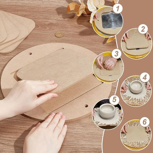 PH PandaHall Pottery Bats System Kit, Inner Bat for Pottery Wheel 12" Round Portable Clay Wedging Board with 6pcs Square Pads Clay Throwing Bats for Artists Studio & Home Pottery Projects in Saudi Arabia